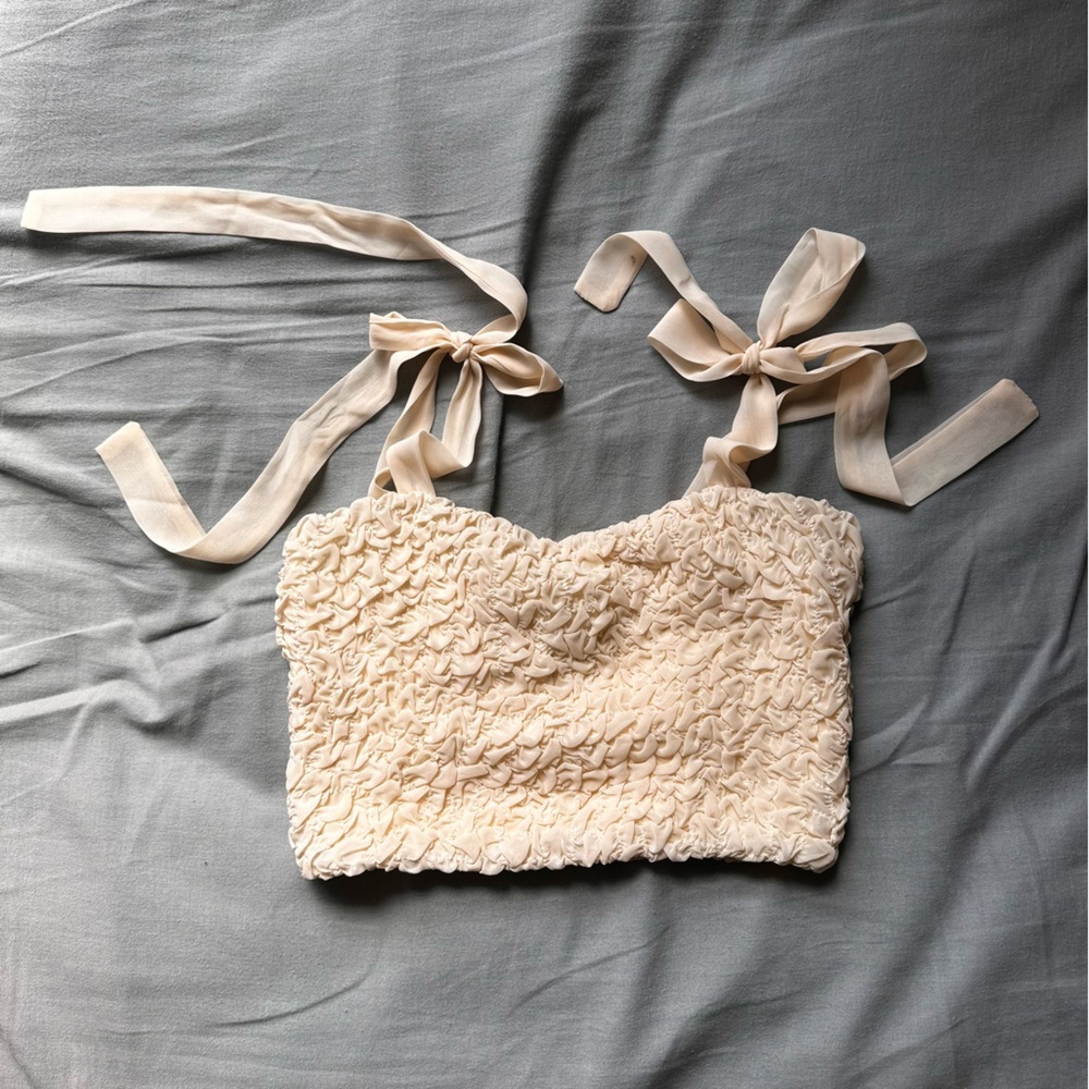Princess Polly Cream Ruched Bandeau